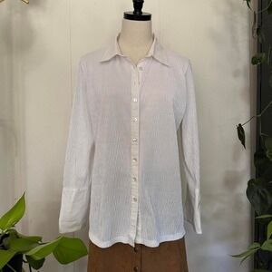 KIKIT Studio Vintage 90s White Textured Button Up Shirt Relaxed Fit XL